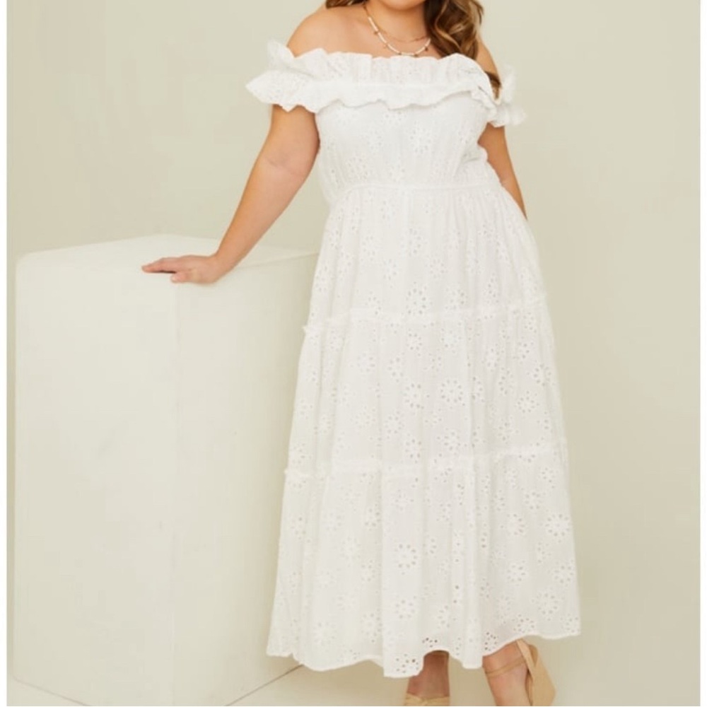 Arula Floral Eyelet Midi Dress Size C (3X) NWT - Cotton Shell